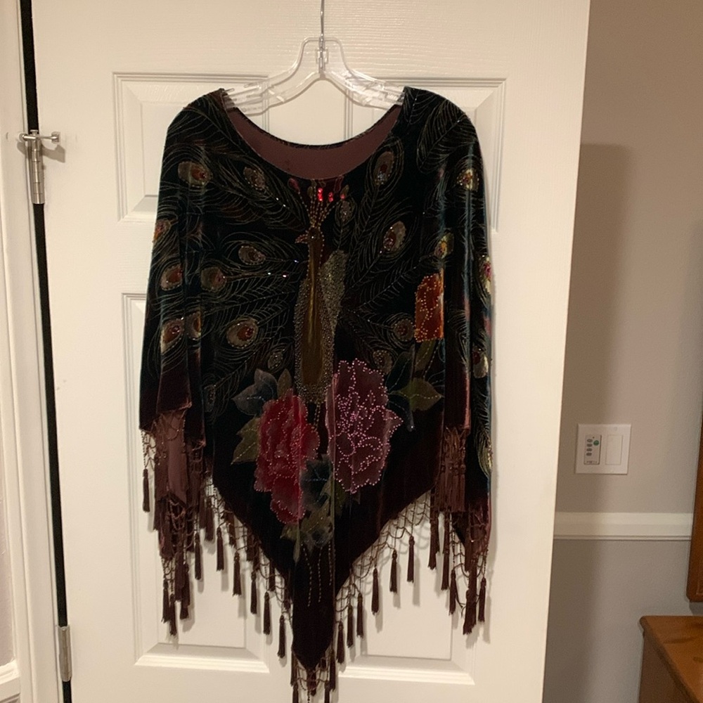 Peacock Feather Embroidered shawl